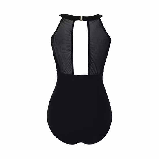 Reggiseno imbottito push up nero in pizzo con collo a rete in vita da donna V